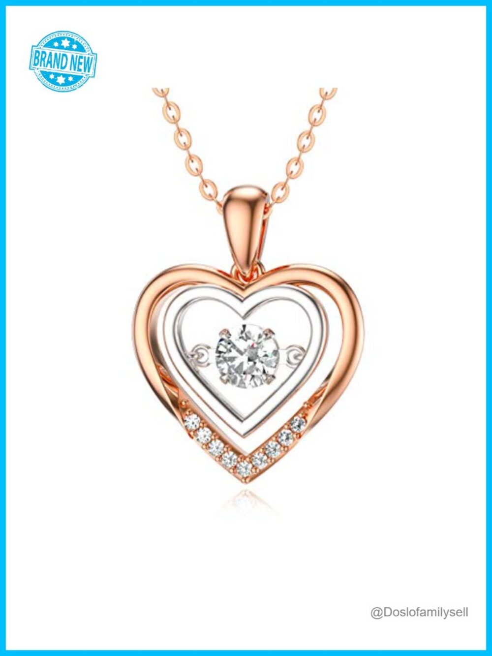 14k Gold Created Moissanite Heart Pendant Necklace 16-18 Inch